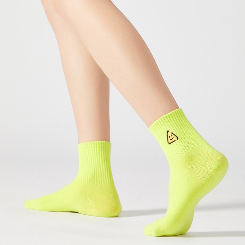 5 Pairs of Cute Cartoon Embroidered Breathable Short Cotton Socks for Women In Spring and Summer
