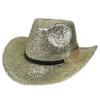 Glitzerndes Cowboyhut Unisex Westernstil Breiter Rand Fedora Hut für Party Festival Cosplay