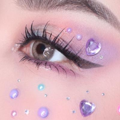 (23 Types Of Same-Day Shipping Bling Bling Festival Party Look Cubic Beauty Face Stickers, Wine Red, 1 Piece