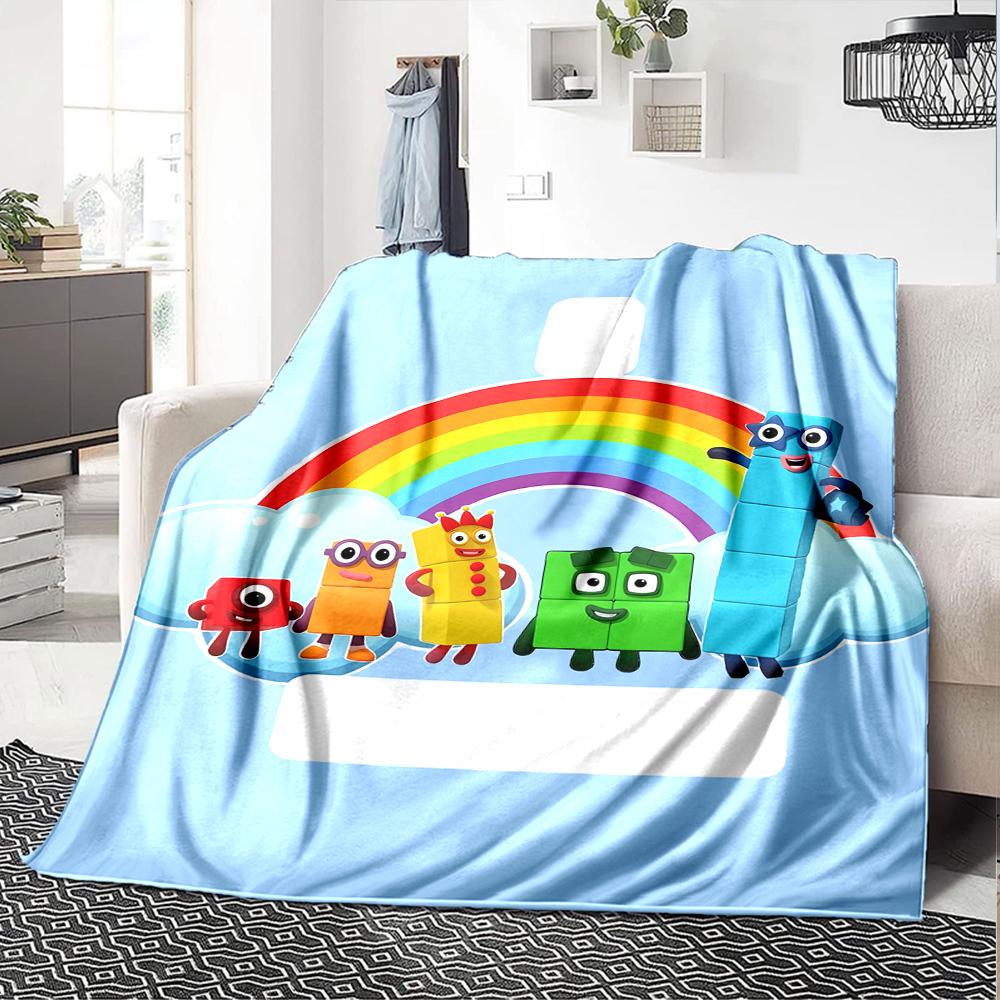 Numberblocks Theme Printed Blanket - Perfect for Couch, Bed, Travel & Outdoor Use | Machine Washable, Cozy & Durable.