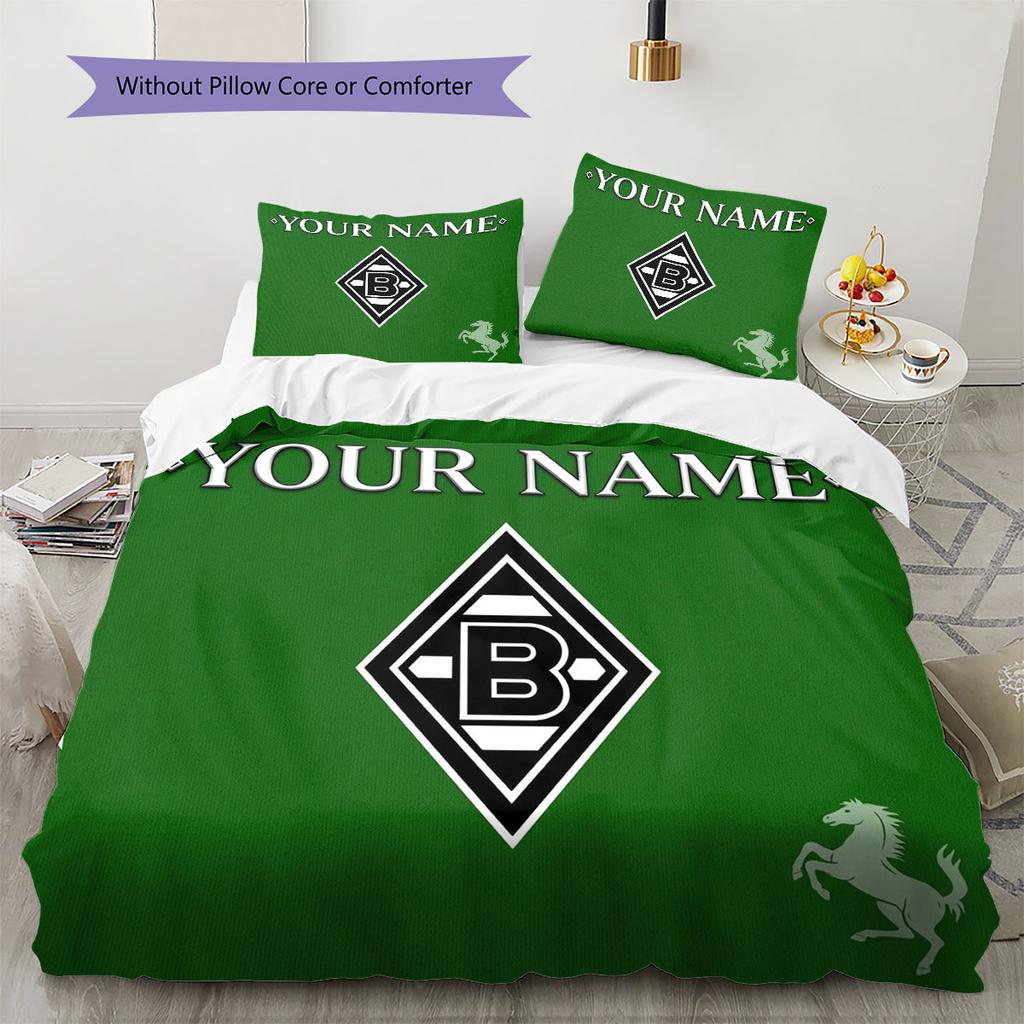 Borussia Custom Name Pattern Bedding,Quilt Set Quilt Cover Pillowcase Home Birthday Gift(1 * Duvet Cover + 2 * Pillowcase, Without Core)