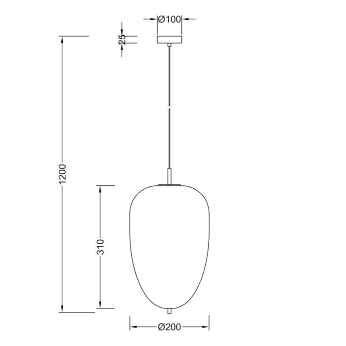 Suspension conique verre opale 23W IP20 E27 Diam 200mm