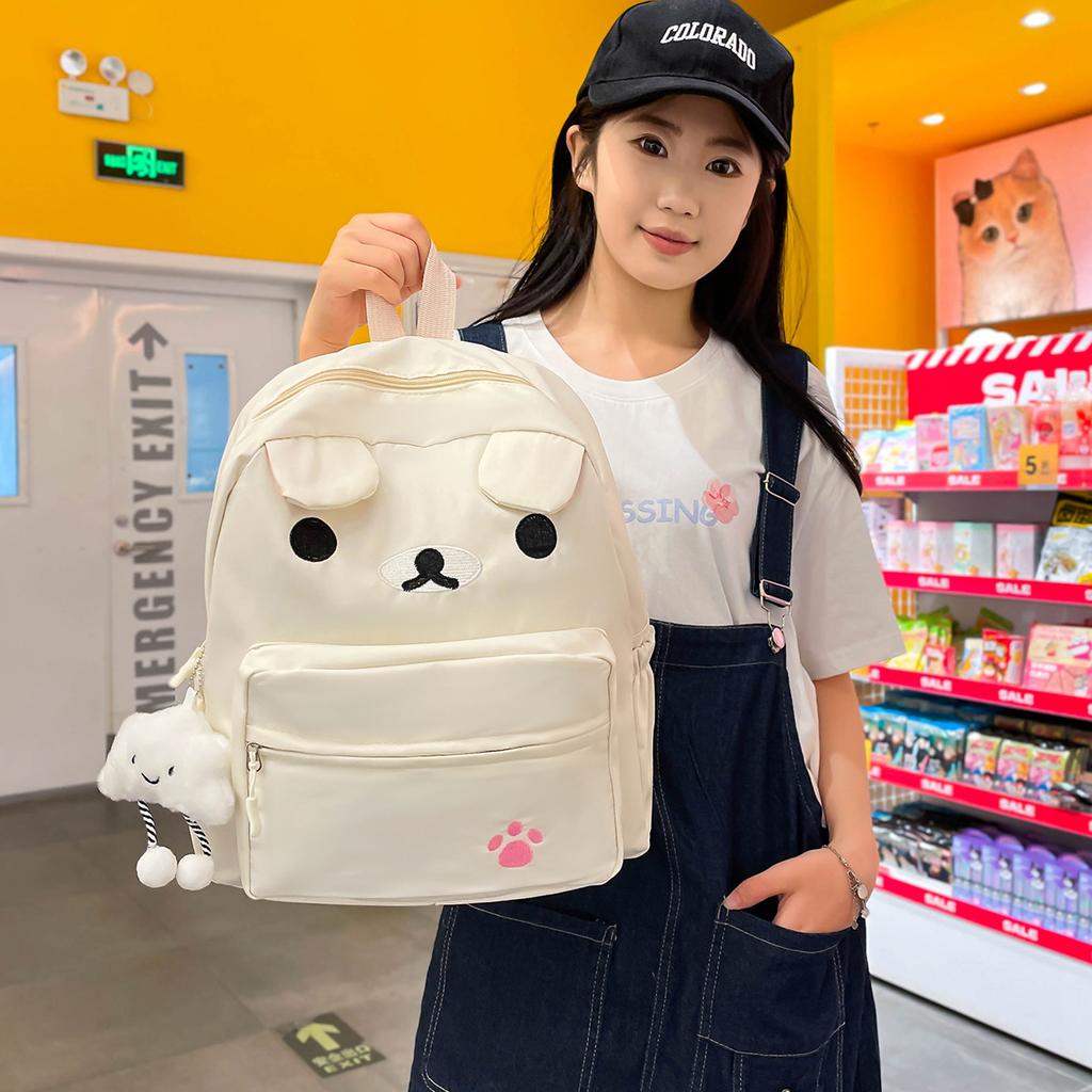 ins bear backpack cute and lightweight Japanese student schoolbag childlike versatile soft girl casual backpack