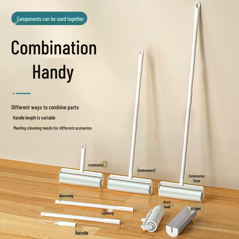 Extended Handle Lint Roller - Versatile Dust Removal Brush for Clothes, Pet Hair, Kitchen, and Bedroom