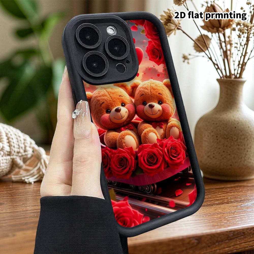 Phone Case: 2D Flat Design Suitable for iPhone 18, 17, 16, 15, 14, 13 Pro Stepped Protective Case, Rose Little Train, Christmas and Halloween Gifts