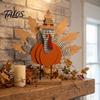 Rustic Pumpkin Crafts Thanksgiving Turkey Decoration, Wooden Standing Ornament, Autumn Tabletop Indoor Fall Room Decor Centerpiece for Harvest Tiered