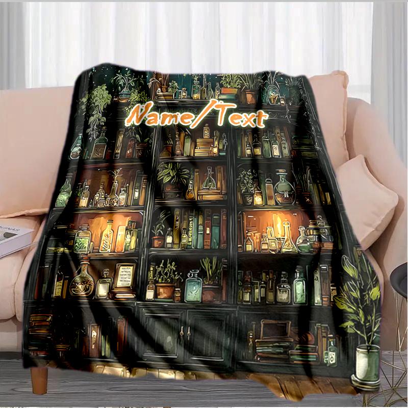 1PC Custom Name Herbal Magic Shelf outdooor Flannel blankets Throw Blanket All-Season Throw Gift Bedspread for Couch, Bed, Camping Holiday Birthday gi