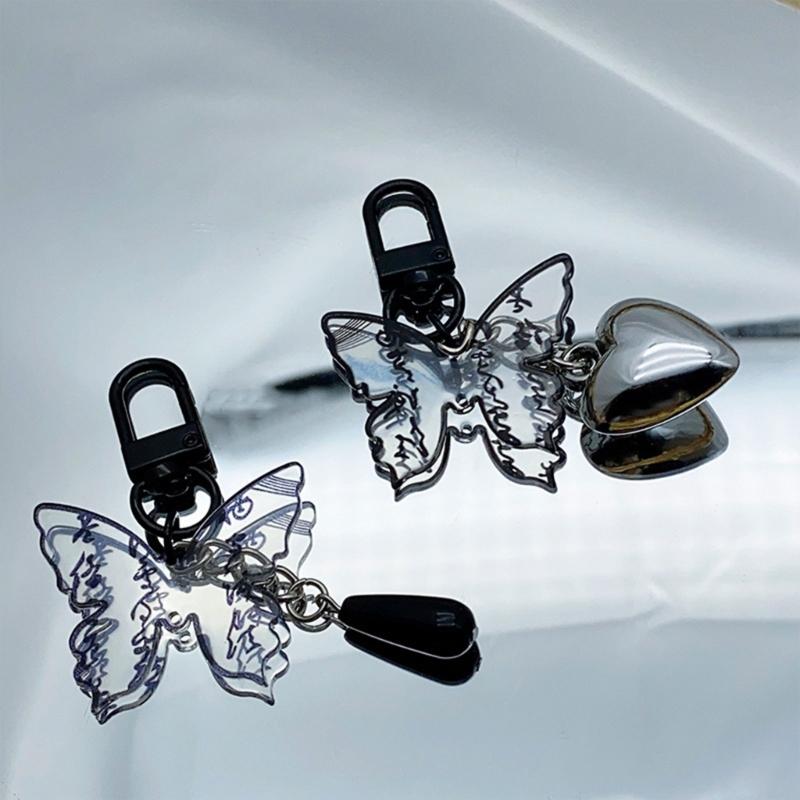 Chinese Style Phone Chain Calligraphy Butterfly Pendant Keyring Cellphones Strap
