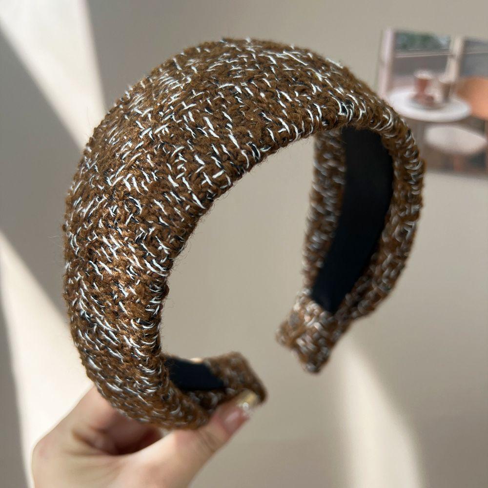 Tweed Fabric Hair Hoop Knitted Texture Wide Headband Stylish Paris Headband For Girls
