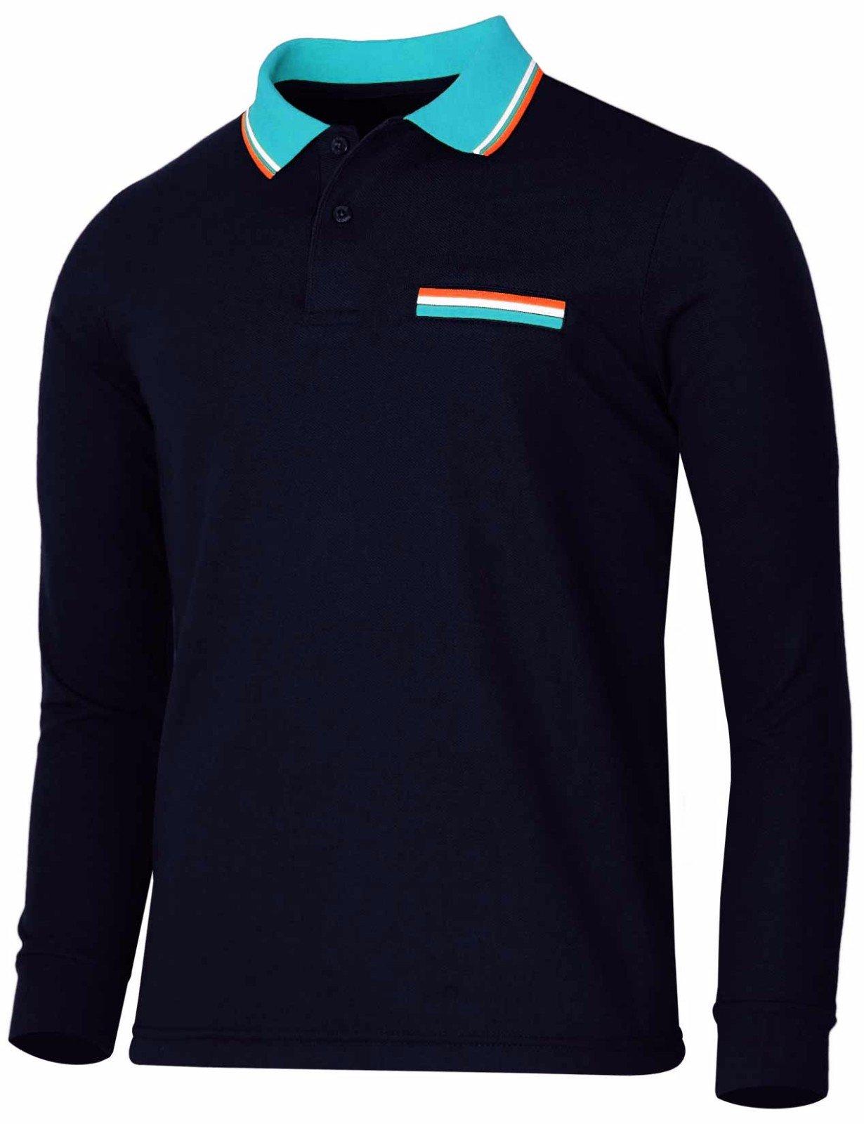 

BISIL POL Men s Long Sleeve Pique Cotton Polo Shirt - Navy XXL