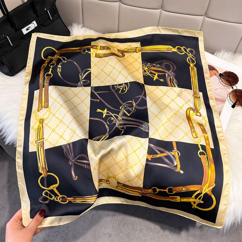 Fashion Square Fashion Foreign Style Small Silk Scarf Women'S Headband Decorative Scarf Dual-Purpose Small Square Scarf New Scarf