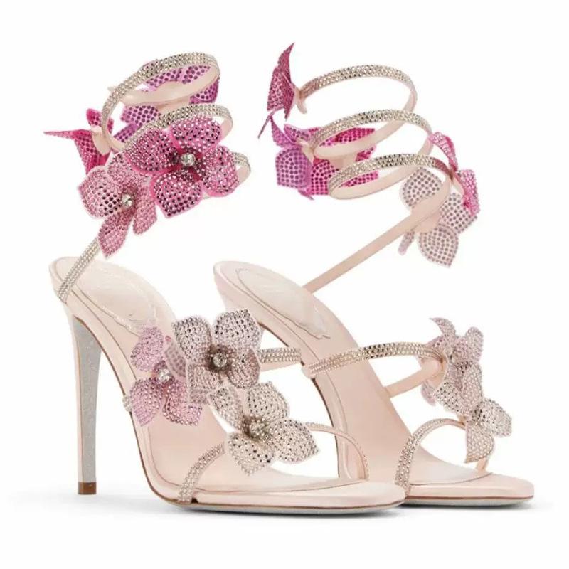 Rhinestone Flower Snake Wrap with High