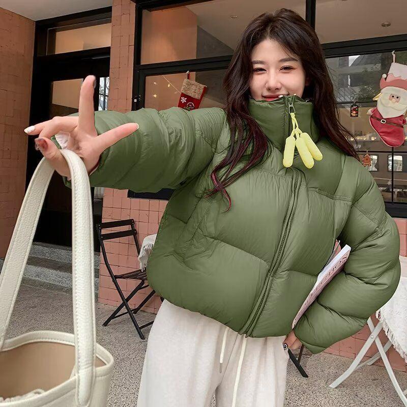 

Женская куртка с хлопковой подкладкой, цвета авокадо, со стойкой, пуховая, с хлопковой подкладкой, женская осенне-зимняя куртка-пуховик с хлебной простежкой M зелёный