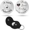 Cross Car Key Inspirational Decision Coin Leather Keychain with Stainless Steel Engraved Double-Sided Round Charm Gift