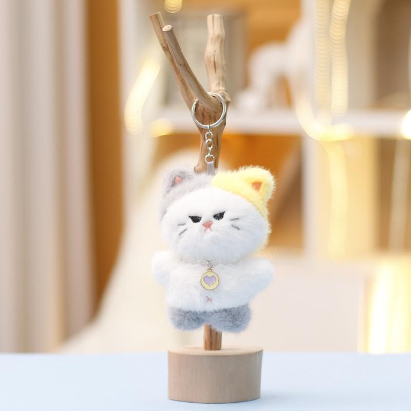 Toy Plush Cat Keychain Pendant With Pp Cotton Filling For Kids Gift Bag Decor