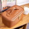 Rownyeon Large Capacity Makeup with Vanity with Brush for Makeup Tools Pouch, Portable, Divided, Mirror, Pouch, Pocket, Travel-Friendly, Waterproof,