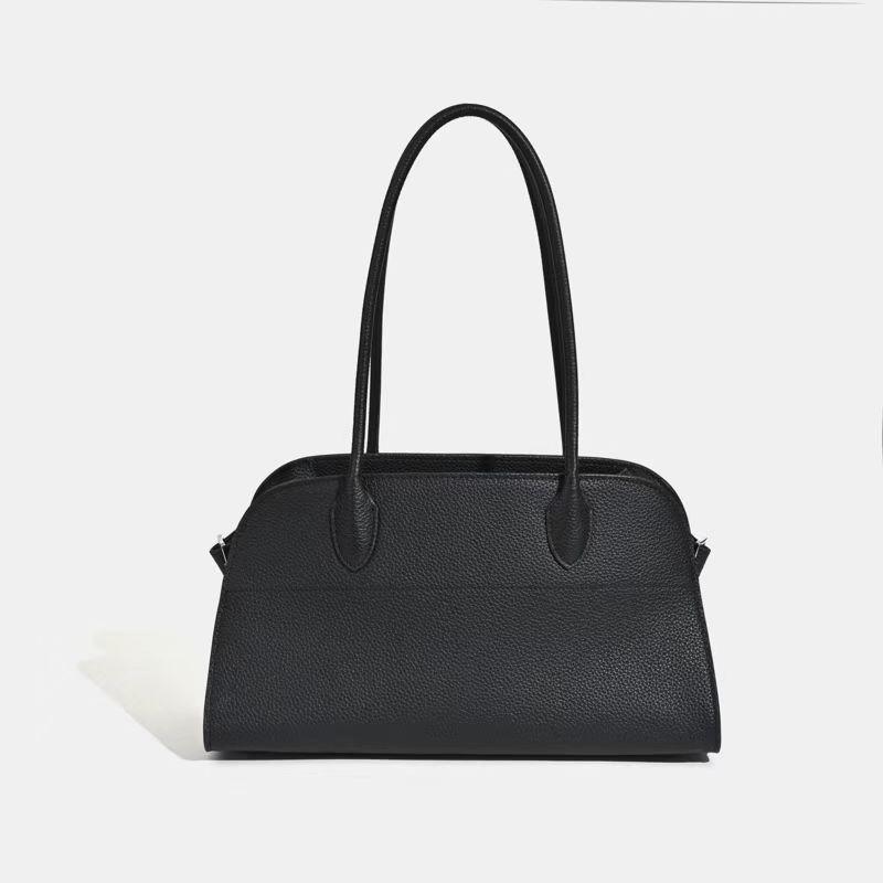 New Large-capacity Boston Bag Women's Commuter First-layer Cowhide Tote Bag Single Shoulder Axillary Bag High-end Bowling Bag
