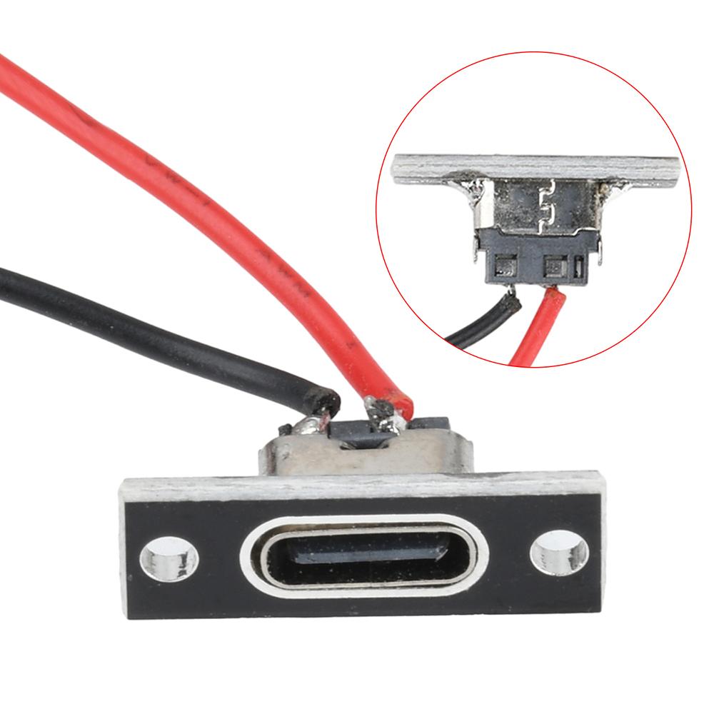 2Pin USB Jack Charging Data Port Type-C Waterproof Charging Port 2P Strip Line Of Solder Joint Female Connector Jack
