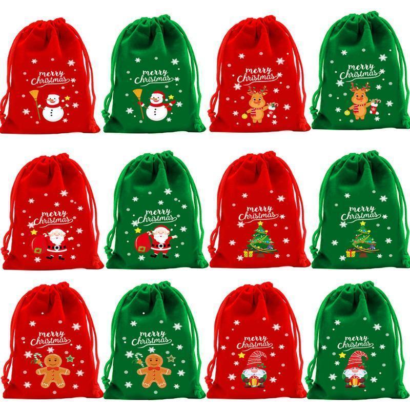 Kerst Fluwelen Zak Kerst Cadeauzak Kerst Snoepzak Kerst Creatieve Grote Trekkoord Snoepzak Cadeau Verpakkingszak