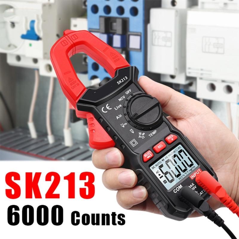 SK213 Digital Meter 600A Clamp Multimeter with 25mm Large Jaw Opening for Home Circuit Testing No Battery Included