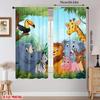 Set Of 2 Jit Cartoon Animals Printed Curtains Polyester Kids Room Window Decor Curtain Darkening With Rod Pocket Ideal For