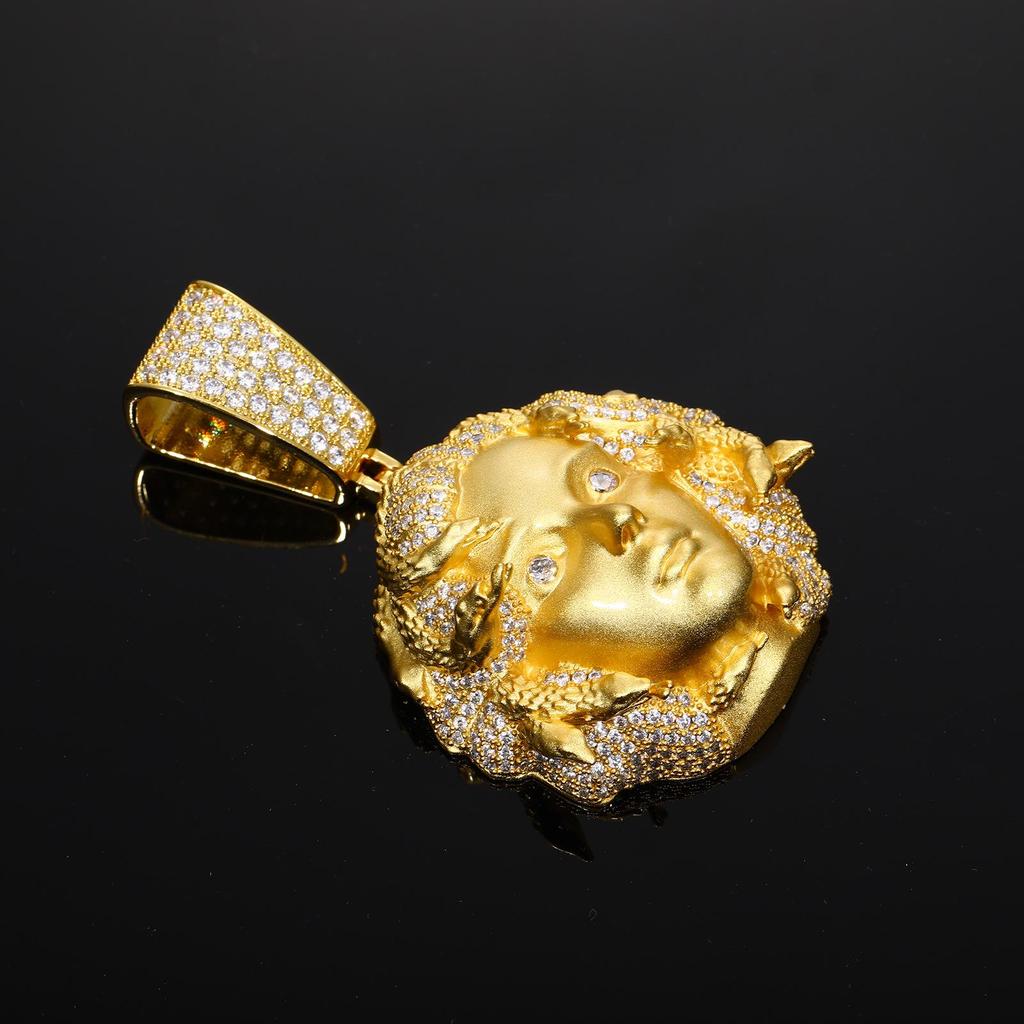 Trendy Hip Hop Medusa Zircon Pendant Necklace for Men
