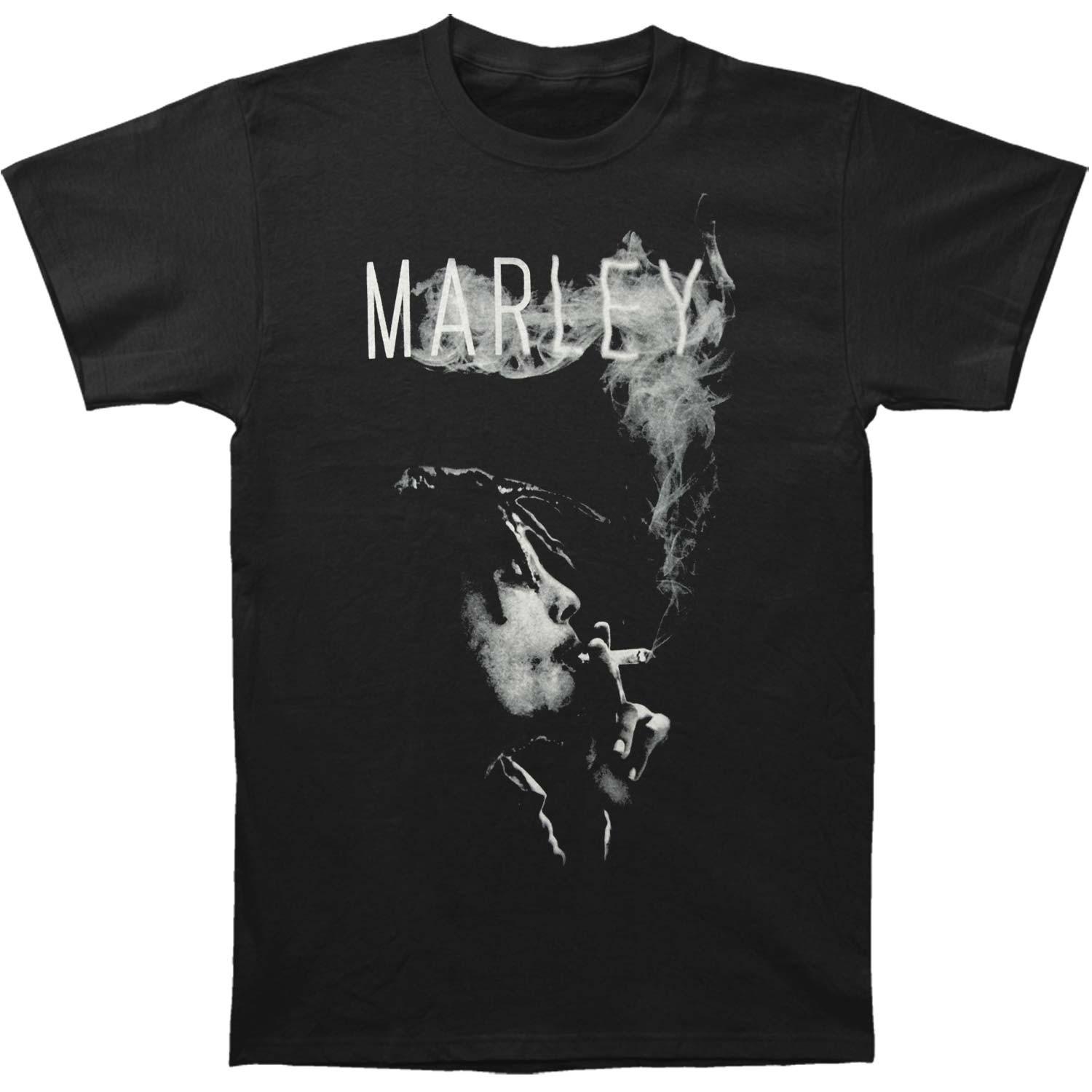 Men s Bob Marley Smoke T-shirt Small Black S
