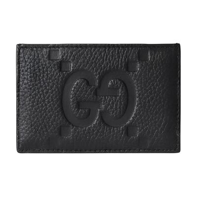 Gucci Portacarte in Pelle Granata con Logo Doppia G Grande Accessori Uomo Nero 812681-AABY0-1000