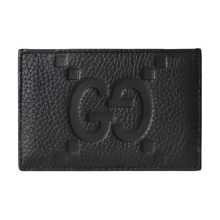 

Gucci GG Embossed Leather Card Holder, Black Grained Leather, Men Slim Credit Card Case for Daily Use 812681-AABY0-1000 Gift Set(Basic Set+Box+Shopping Bag)
