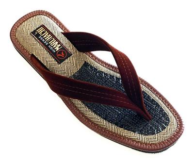 Maruhachi Men's Calypso Thong Sandals, Size 226, Black/Chocolate (Brown, Large), Made In Japan