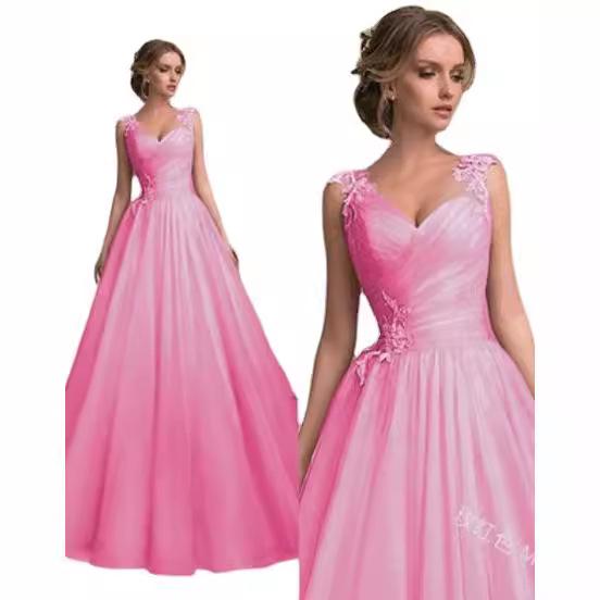 2023 Spring/Summer V-Neck Strapless Mesh Evening Dress, Elegant European & American Long Skirt