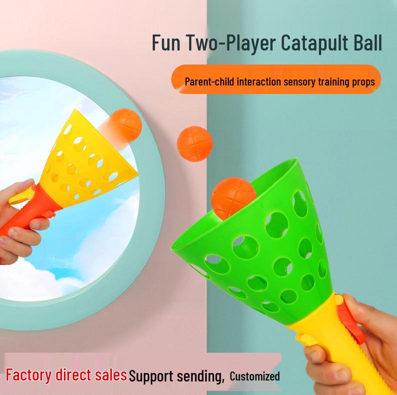 Two-Person Elastic Ball Toy: Parent-Child Catapult Catch Game.