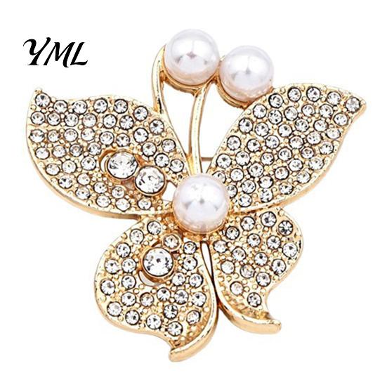 Rhinestone Brooch Pin Women Butterfly Pin, Shape Lapel with Fashion Jewelry Faux Pearls Rhinestones, Accessory for Dresses Coats Jackets Decorative