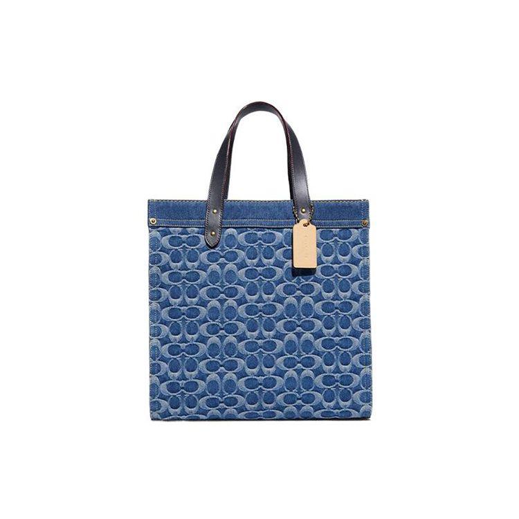 Coach Field 30 Large Capacity Water Ripple Removable Shoulder Strap Fabric Tote Bag Shopping Crossbody Shoulder Handbag Women Tote CA108-B4UDF