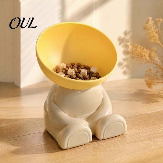 Comfortable Dining Position for Cats Elevated Tilted Cat Bowl, Raised Food Detachable Stable Feeding Station Splashproof Feeder with Non-slip