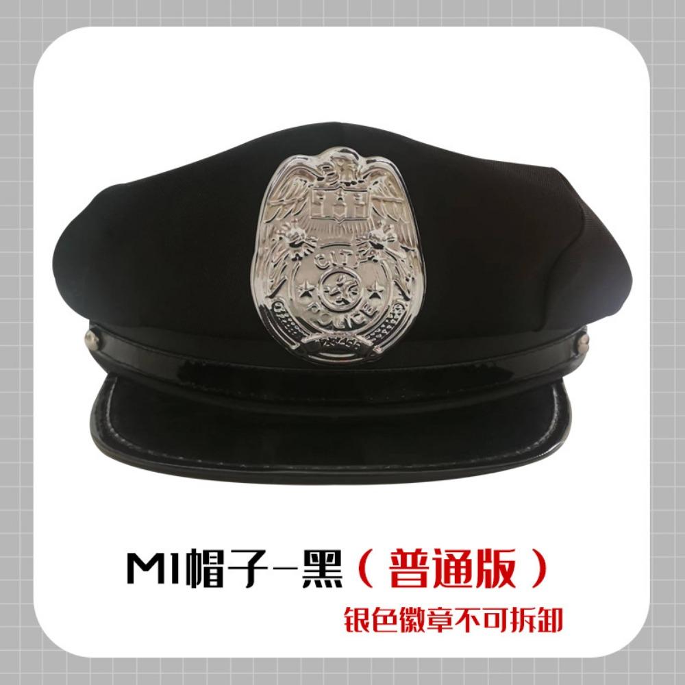 Xianyi Black European and American Police Hat Temptation Octagonal Hat Flat Top Versatile Halloween Cosplay Prop M1