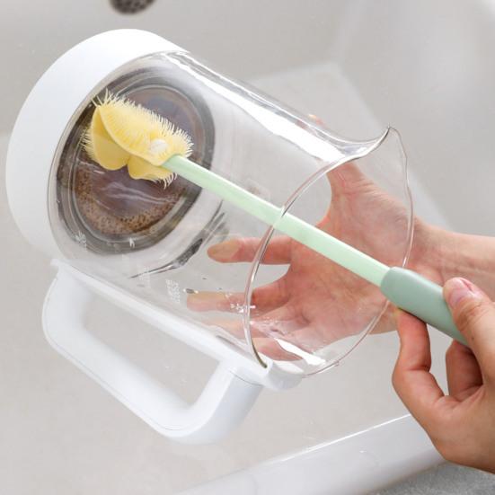 Bekerborstel Siliconen Flesborstel BPA-Vrij Voedselkwaliteit Diepe Reiniging 360-Graden Flexibel Zachte Borstelharen Hygiënisch Babyflesborstel