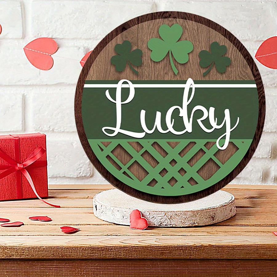2D Flat 20cm happy st.patrick's day Lucky Wooden Wall Hanging Decor - car balloon Universal Holiday Wooden Pendant, Home Decoration Welcome Sign Party