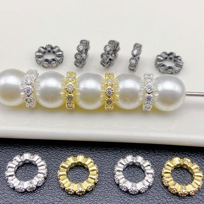 Gold-Plated 14K Spacer Beads with Rhinestones - Large Hole (6/8/10/12mm) for DIY Jewelry Making