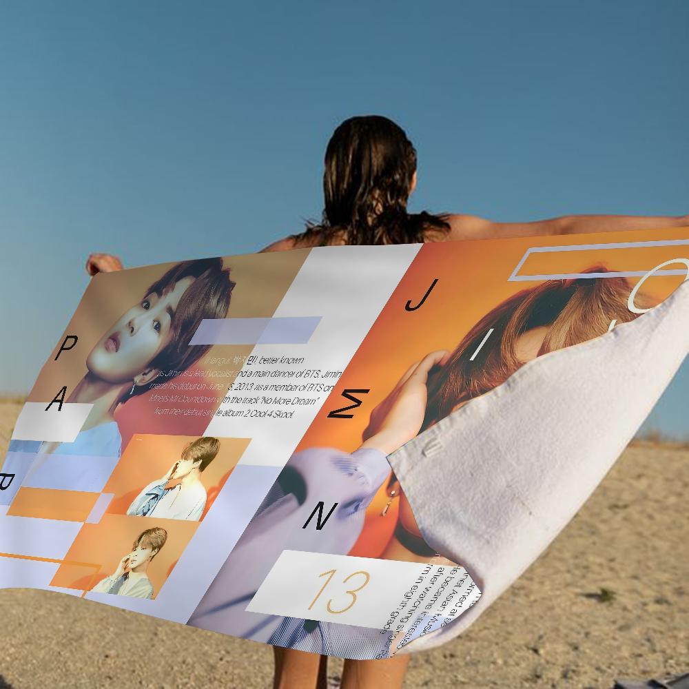 Singer J-Jimin Kpop Beach Towel Colorful Bath Towels For Girl Microfiber Quick Dry Custom Sand Free Beach Yoga Spa Gym Pool