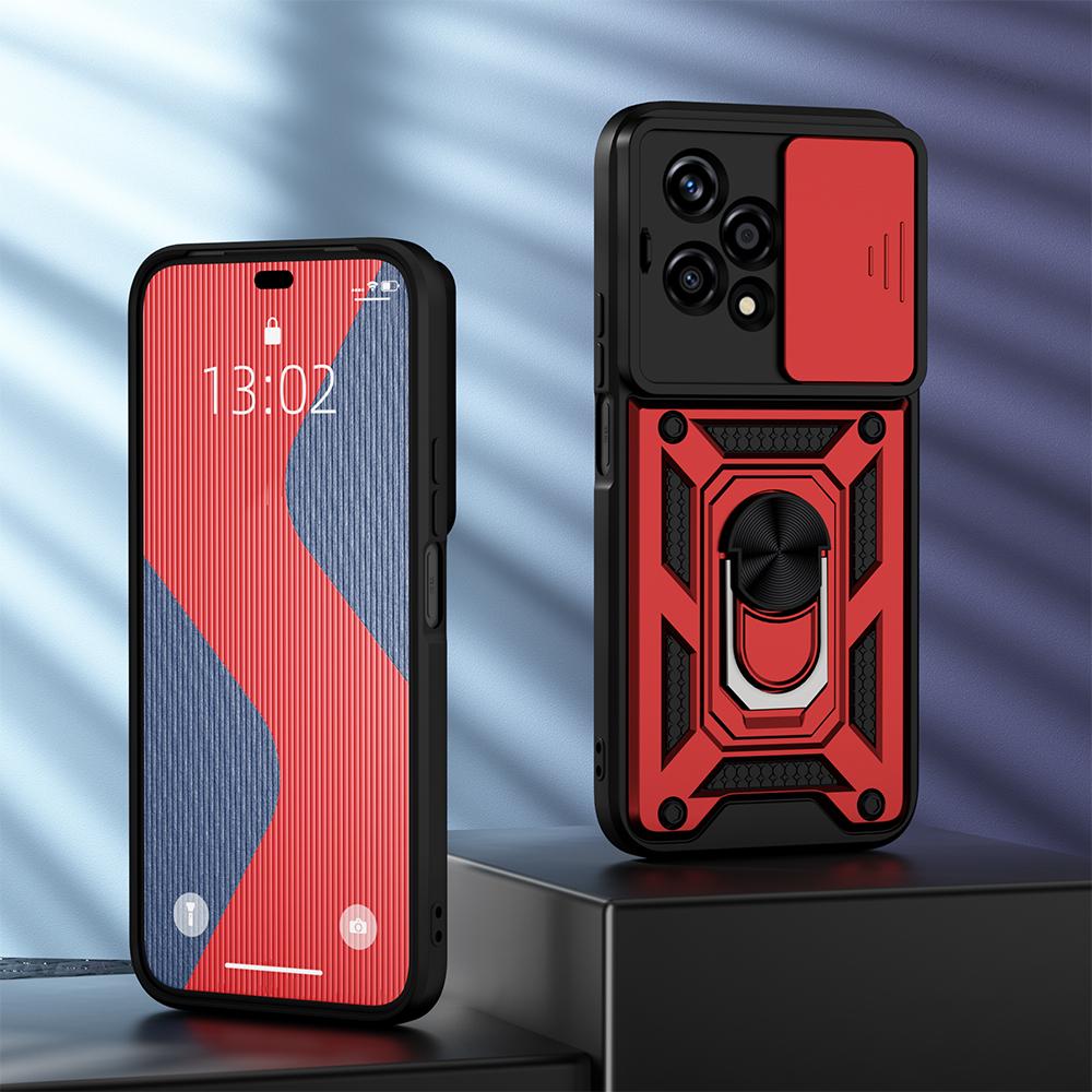 

Противоударный чехол KEYSION для HONOR 200 Lite 5G, защитное кольцо для объектива камеры, чехол-подставка для телефона для Huawei Honor 200 Lite 5G for Honor 200 Lite 5G красный