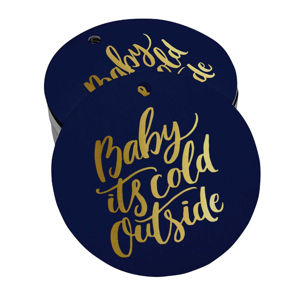 Inkdotpot Real Gold Foil Baby It's Cold Outside Baby Shower Tags Favor Hang Paper Tags 100