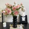 Burnt Edge Artificial Rose Flowers 3 Head Silk Simulation Rose Vintage Faux Flower  Home Decor