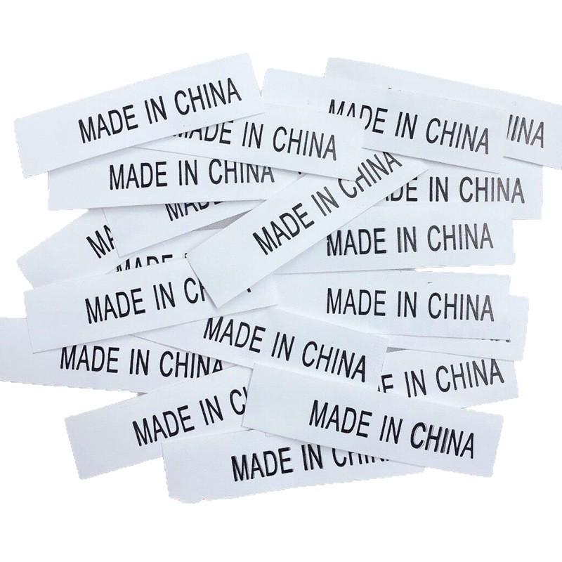 Fabric Label for Clothing: "MADE IN CHINA" - Origin and Care Instructions Included