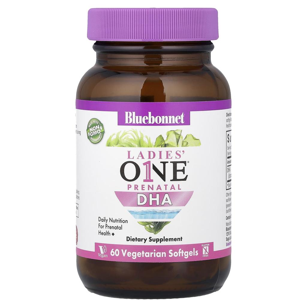 Bluebonnet Nutrition, Ladies' One® Prenatal DHA, 60 Veggie Softgels (200mg per softgel)
