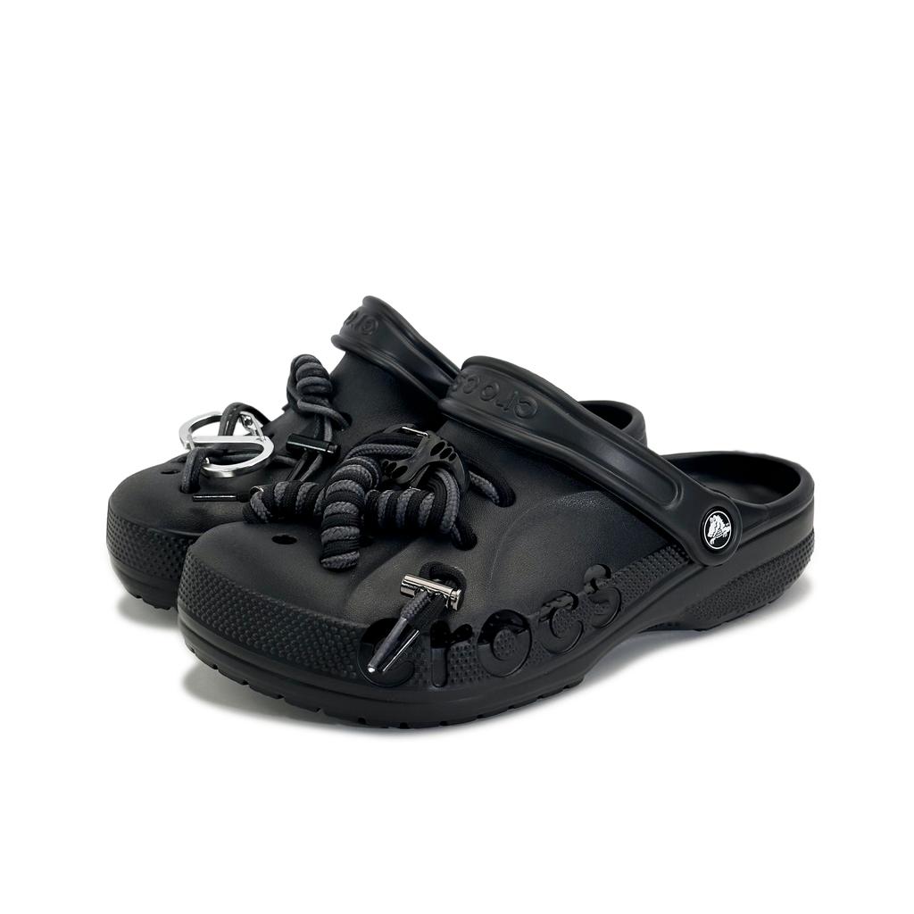 Crocs Baya EVA Cross Knot Personality Cool Niche Dark Fashion College Casual Hole Shoes Unisex Black