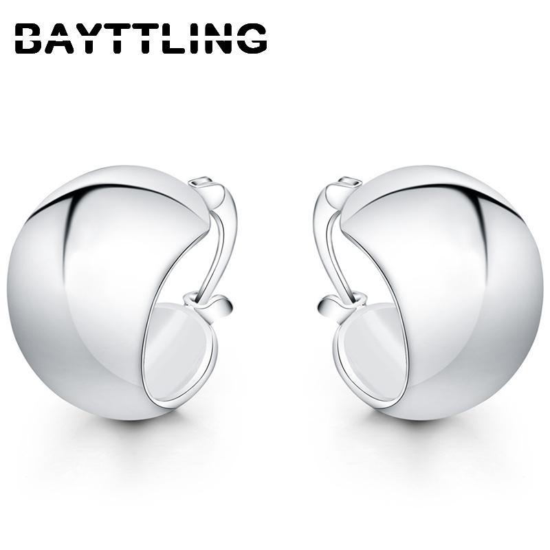 High Quality 925 Sterling Silver 20MM Fine Ball Hoop Earrings For Women Wedding Charm Earrings Wife Birthday Gift Jewelry