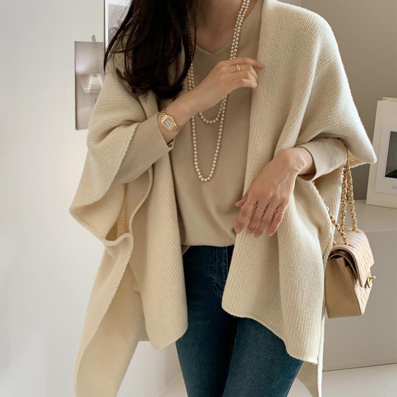 

Модный универсальный свободный шерстяной свитер-жилет H-образной формы для женщин One Size абрикосовый