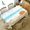 Conch Shell Seascape Pattern Resort Beach Tablecloth Thicken Cotton Rectangular Round Table Cloth For Wedding Picnic Party
