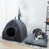 Katzenhäuser für Wohnungskatzen Groß Verdicken Katzen-Hunde-Höhle Gepolstert Warm Katzenhöhlenbett Faltbares Katzenzelt Mit Waschbarer Flauschiger Unterlage Für